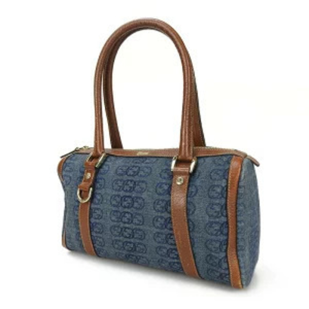 Gucci Blue GG Shoulder Bag Navy Leather Denim Handbag